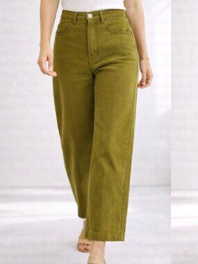 Whimsy + Row Women's Olive Green Straight Leg Pants Size 28 - 36329